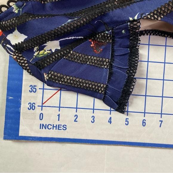 foxiedox Dress Womens Large Blue Bryonia Mini Floral Print Cap Sleeve Lace Party - Picture 15 of 16